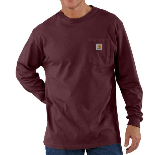 Carhartt Loose Fit Heavyweight Long Sleeve Pocket T-Shirt PORT Wine Red Men’s XL