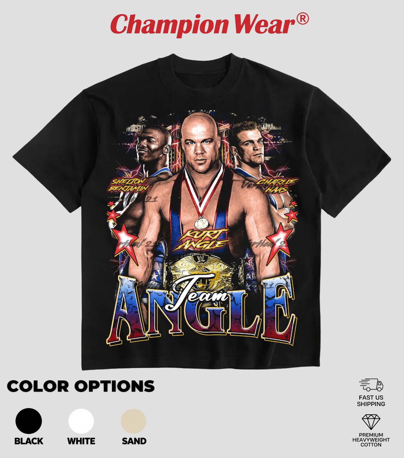 Champion Wear Kurt Angle Team Angle Heavy Cotton T-Shirt