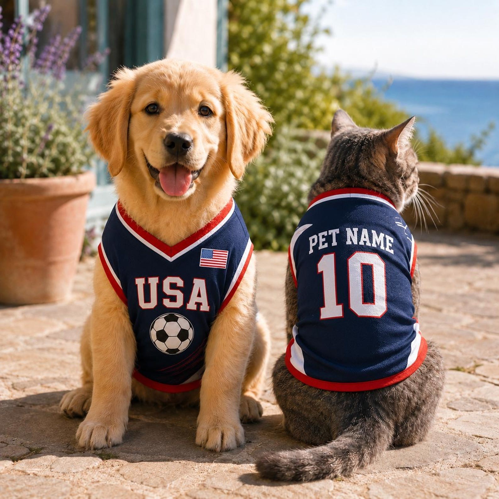 Custom Dog Soccer Jersey, Personalized Pet Football Shirt with Name Number