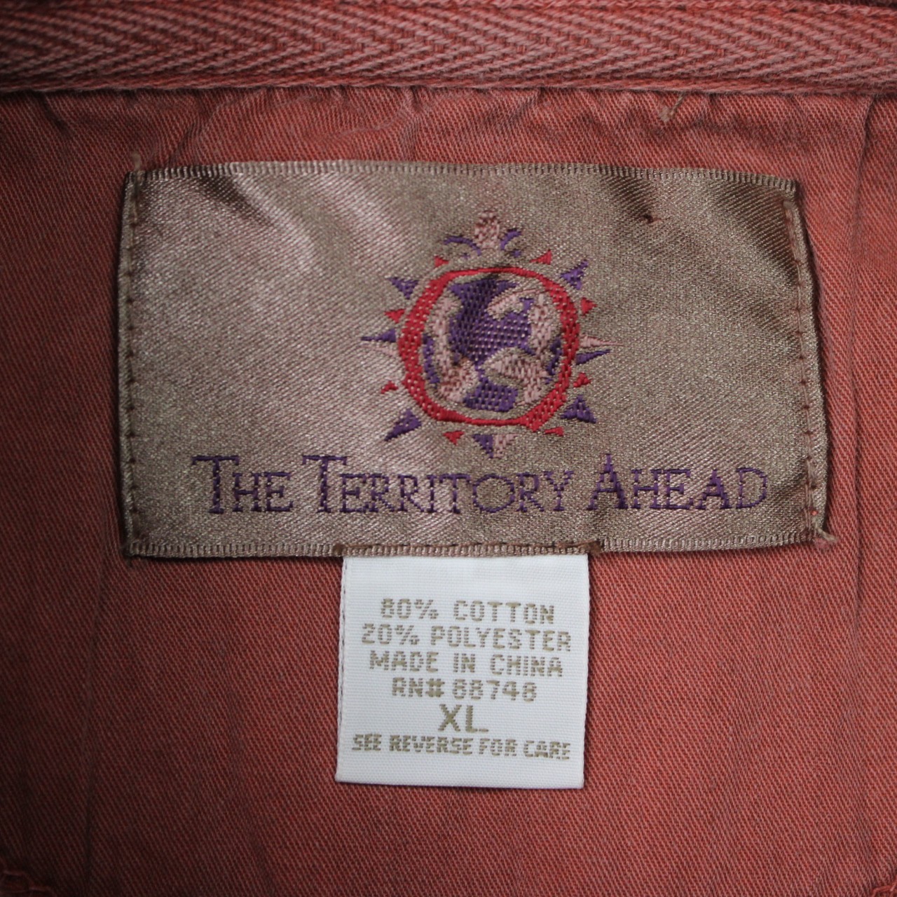 The Territory Ahead Shirt Mens XL Red Quilted Cotton/Poly Elbow Pads Long Sleeve