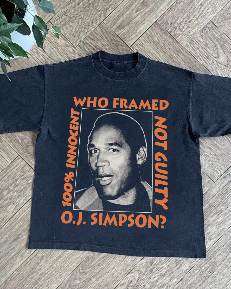 Who Framed OJ Simpson T Shirt Vintage Graphic Grunge Y2K Goth Emo Tapout 1995