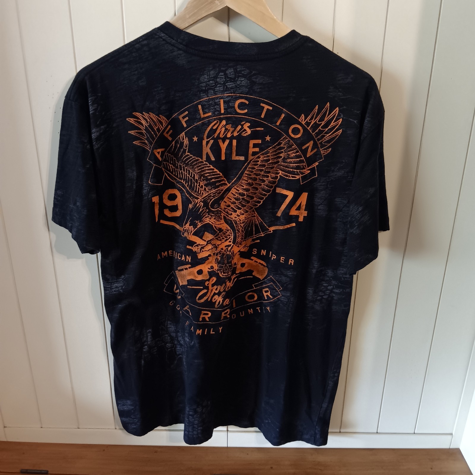 Affiction Chris Kyle Black & Orange T-Shirt, Size XL