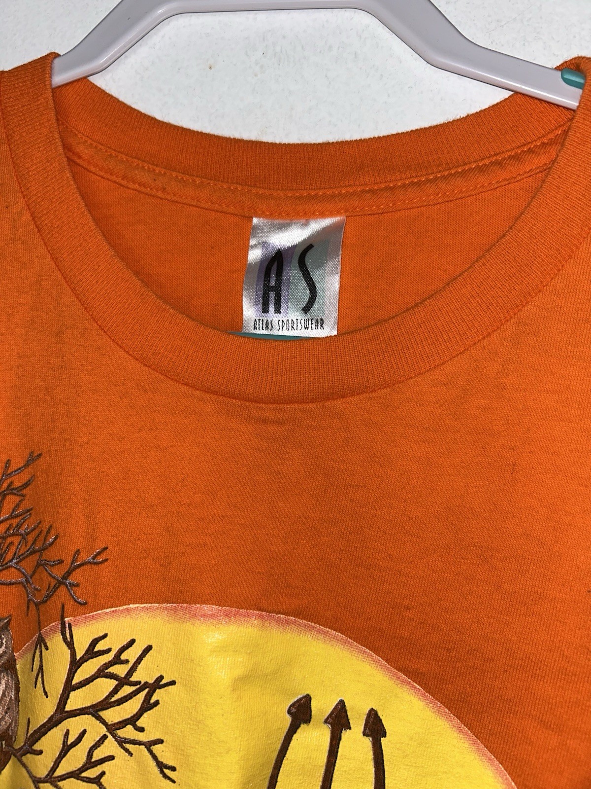 Vtg Tee Shirt Size XL Orange Teddy Bear Halloween Cute Print Atlas Top S/s