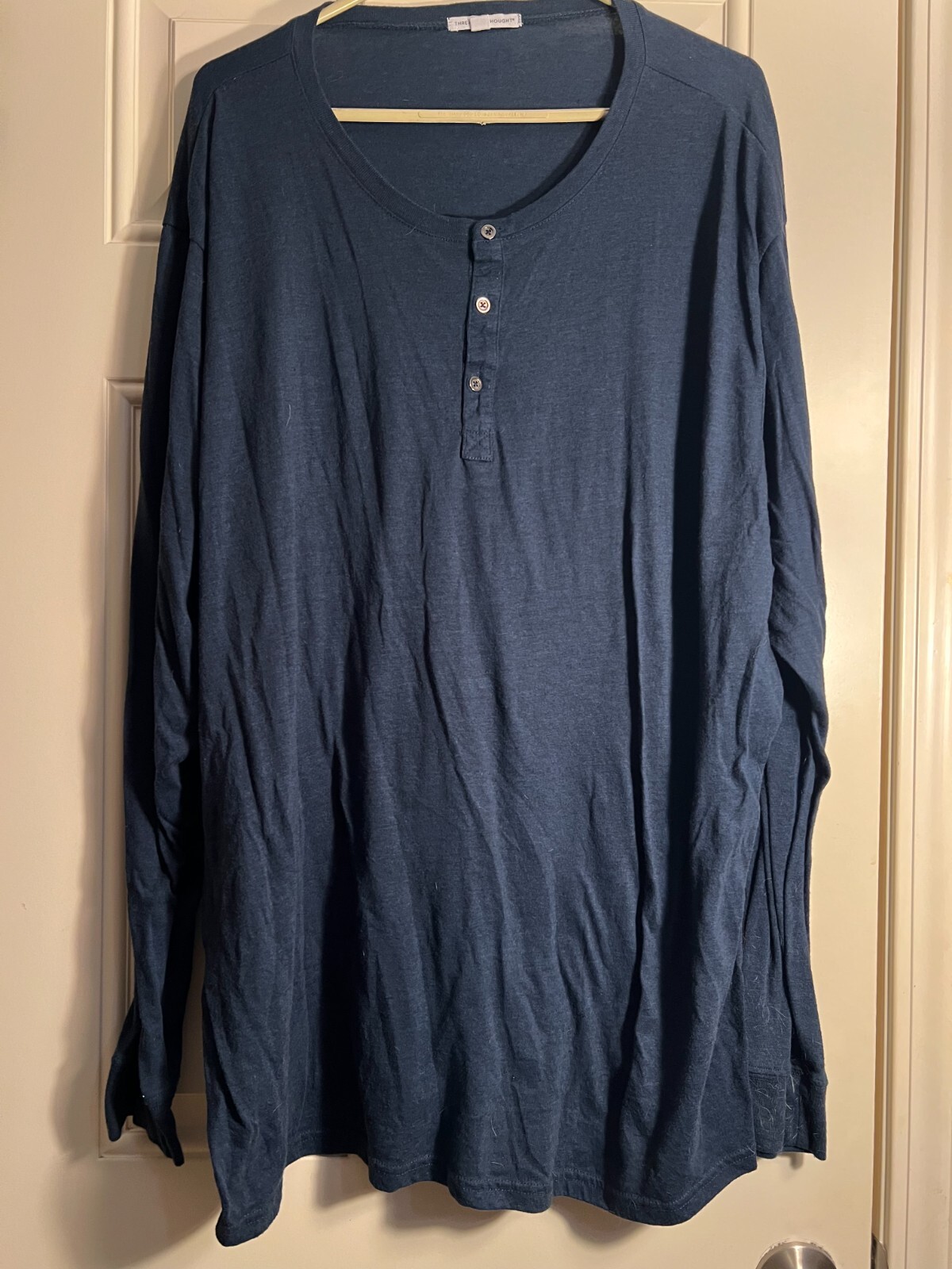 Threads 4 Thought 3XL-TA Blue Long Sleeve Mens Top With 3 Buttons
