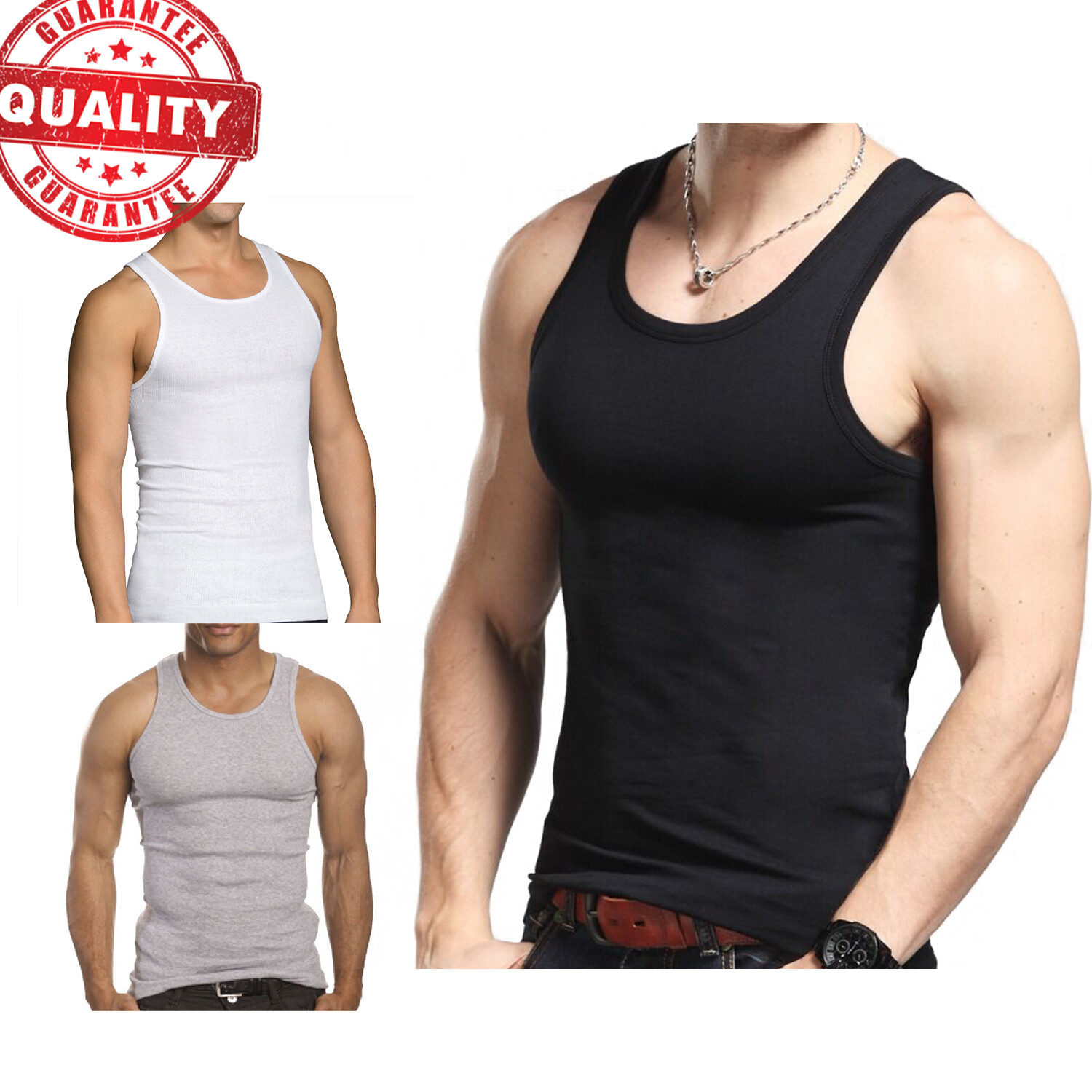 3 to 6 Packs Mens 100% Cotton Tank Top A-Shirt Wife Beater Undershirt Lot