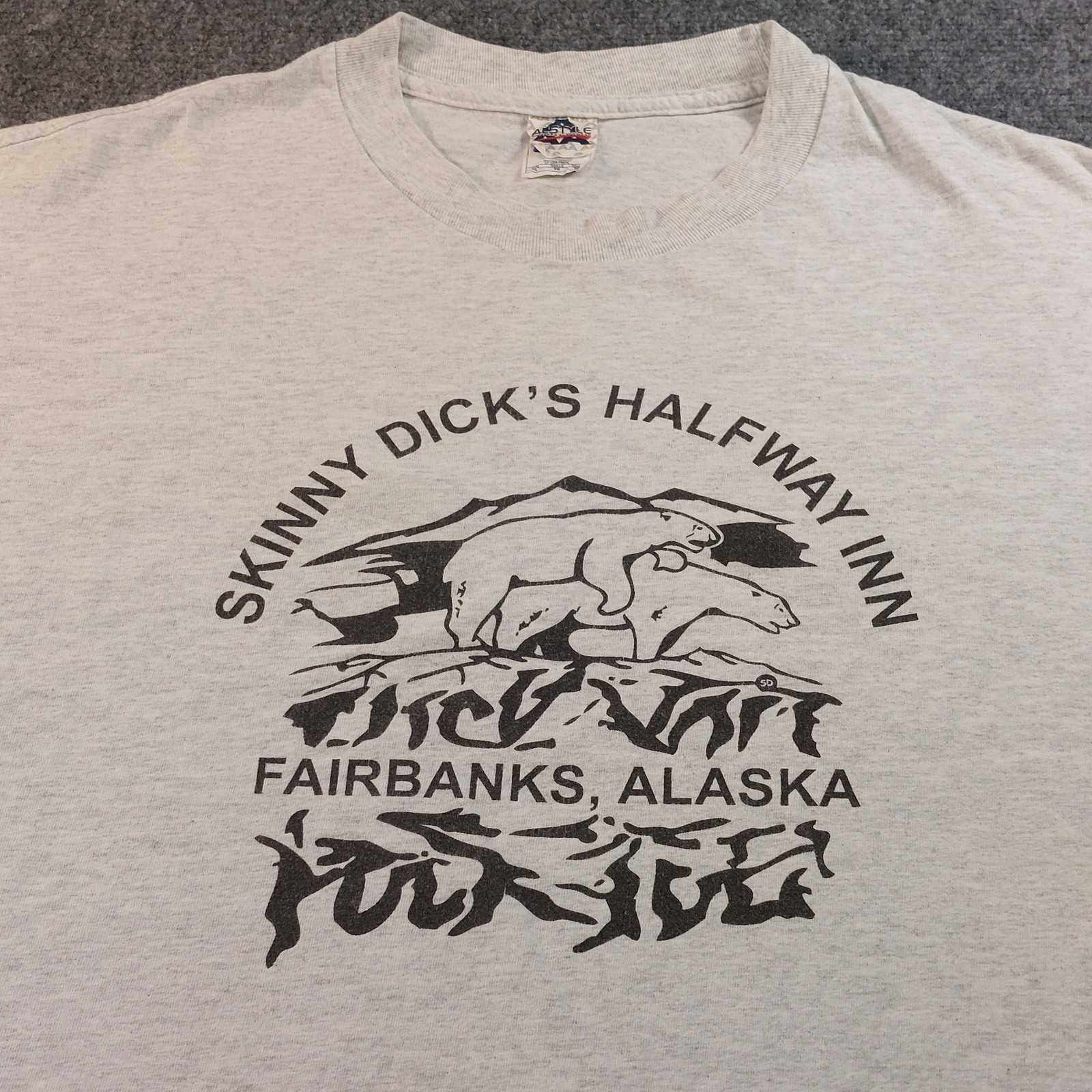 Vintage 90s Alaska Shirt Skinny Dick’s Halfway Inn Mens XL Gray Funny Novelty