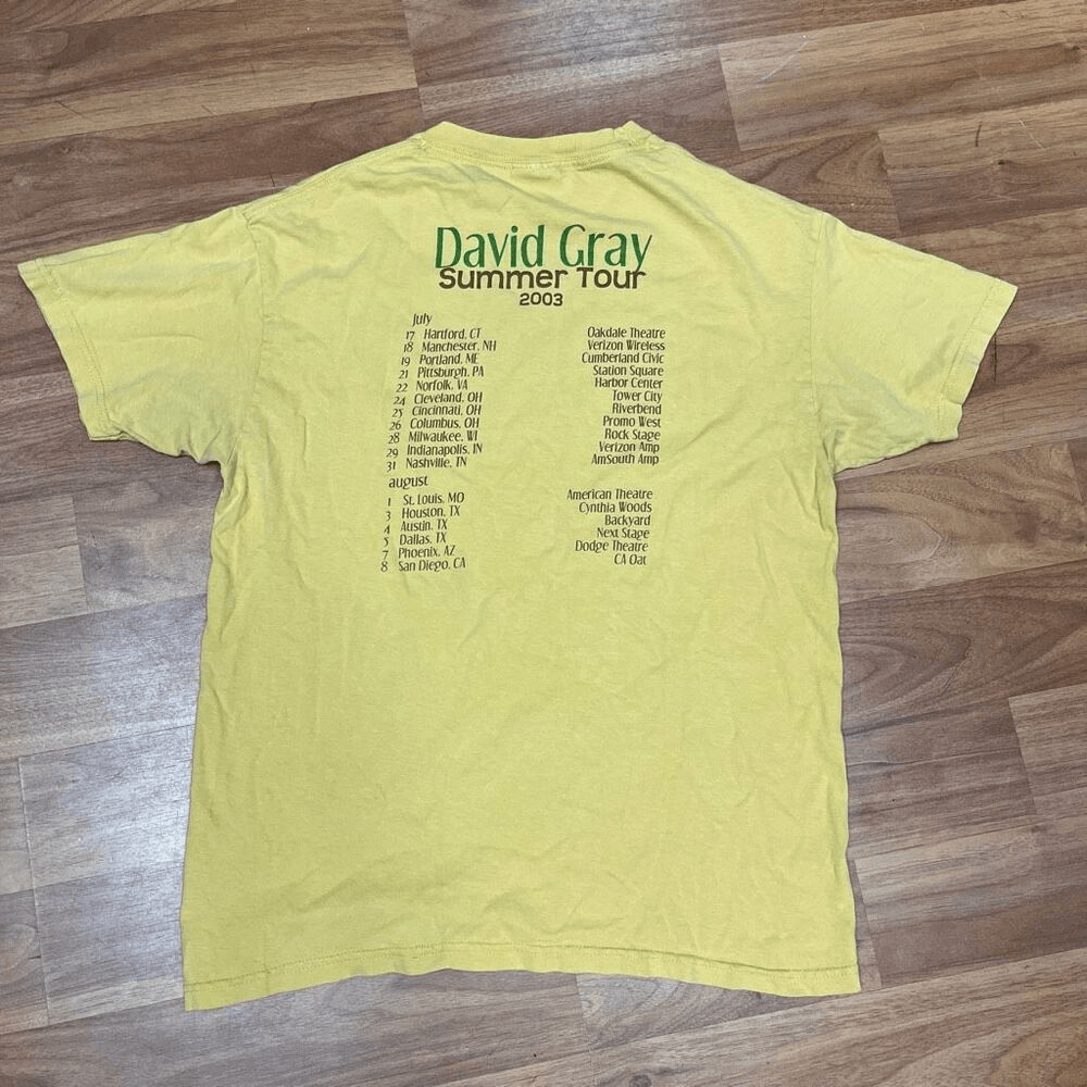 Hanes Beefy-T Mens Vintage 2003 David Gray Summer Tour T-Shirt Yellow Medium