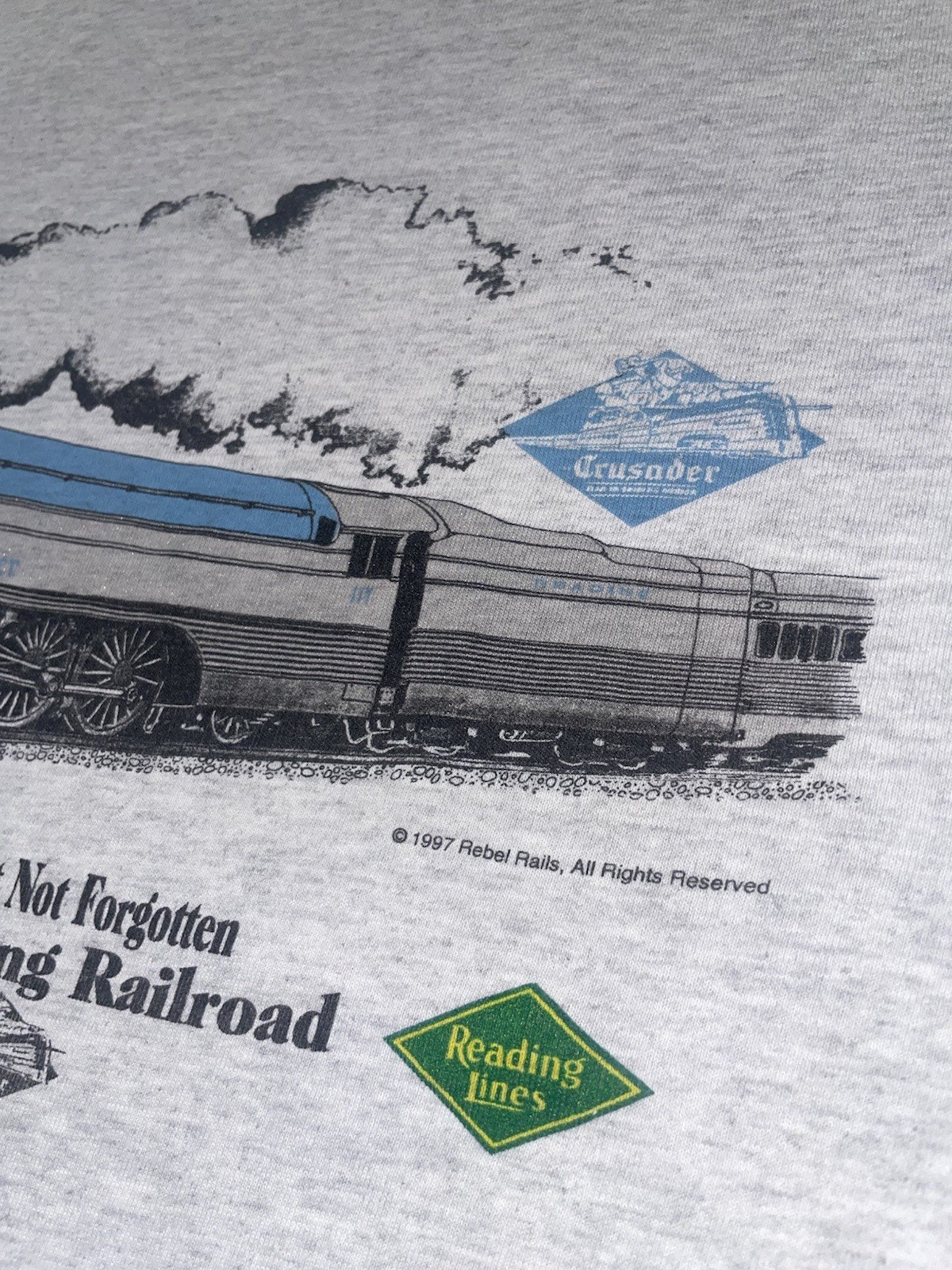 Vintage 90s Reading Railroad Lines Trains T-Shirt Size M Crusader Graphic Print