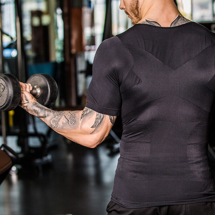 Men Slimming Body Shaper Posture Corrector Vest Abdomen Compression T-Shirt Tops