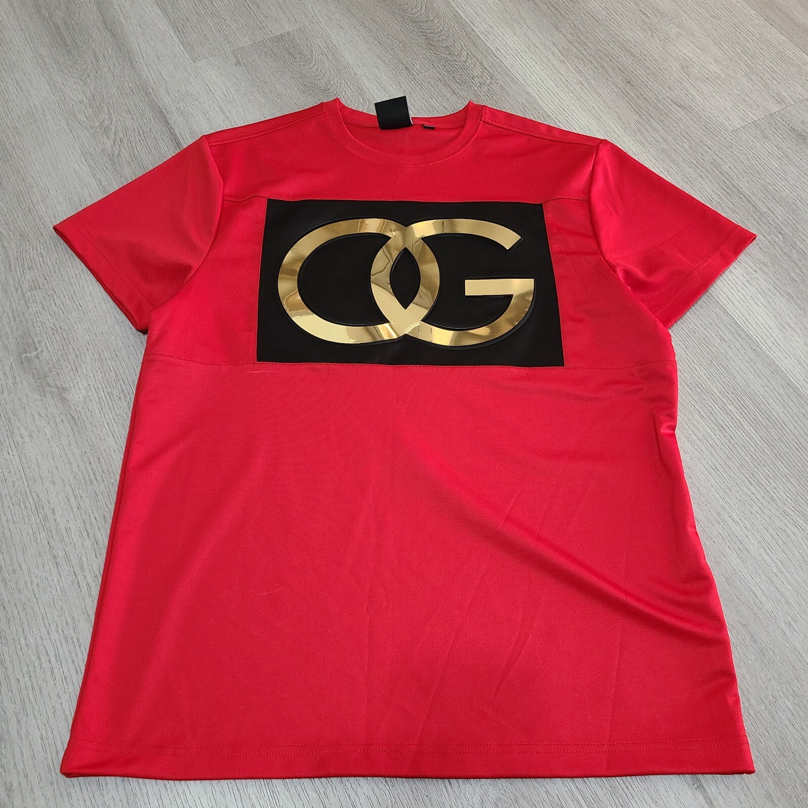 B14 Akademiks Mens L OG 3D Poly Gold Foil Red T Shirt