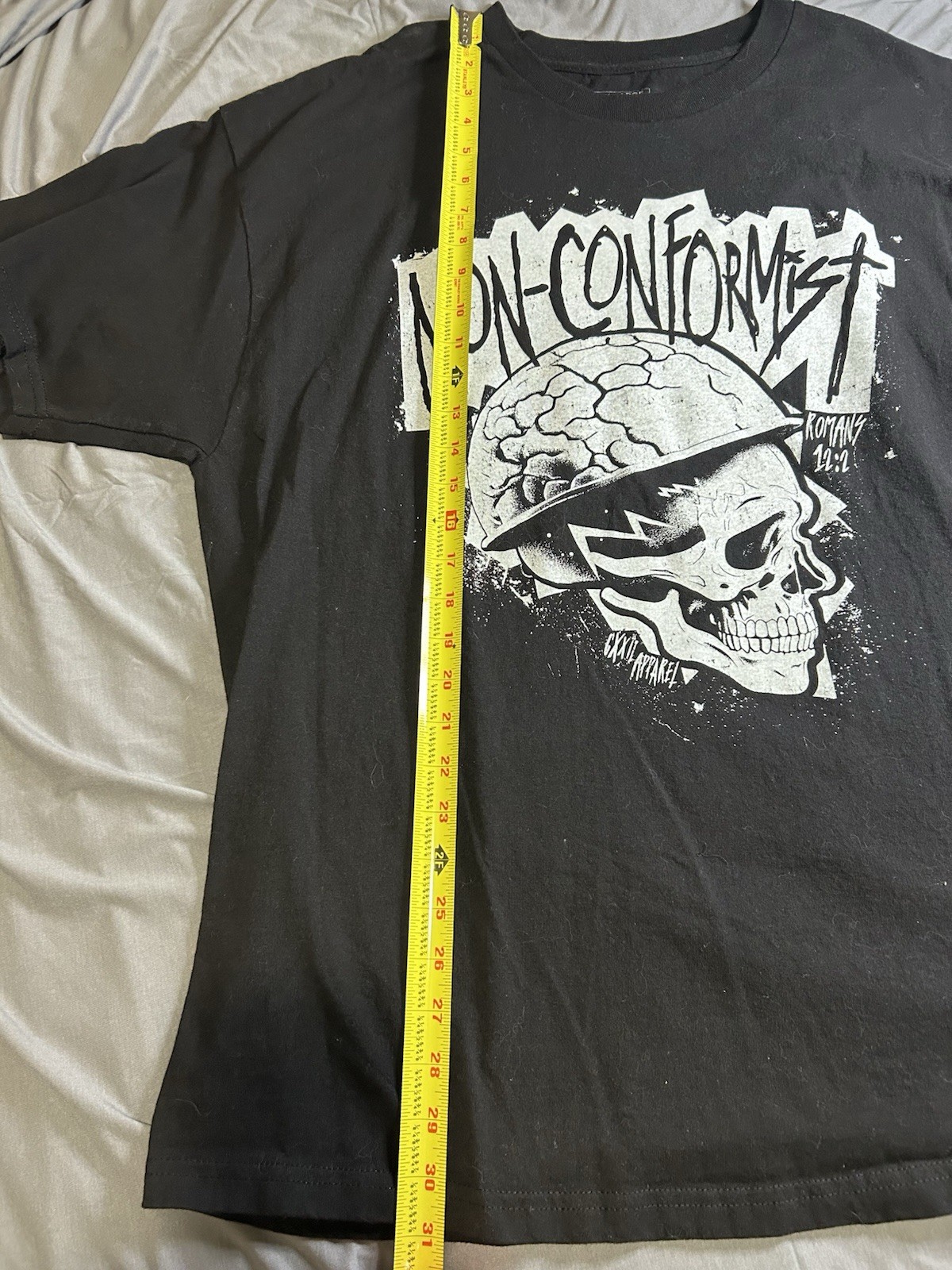 Non-conformist CXXII Apparel 2XL Xxl Black T Shirt Jesus Tee Romans 12:2 Skull