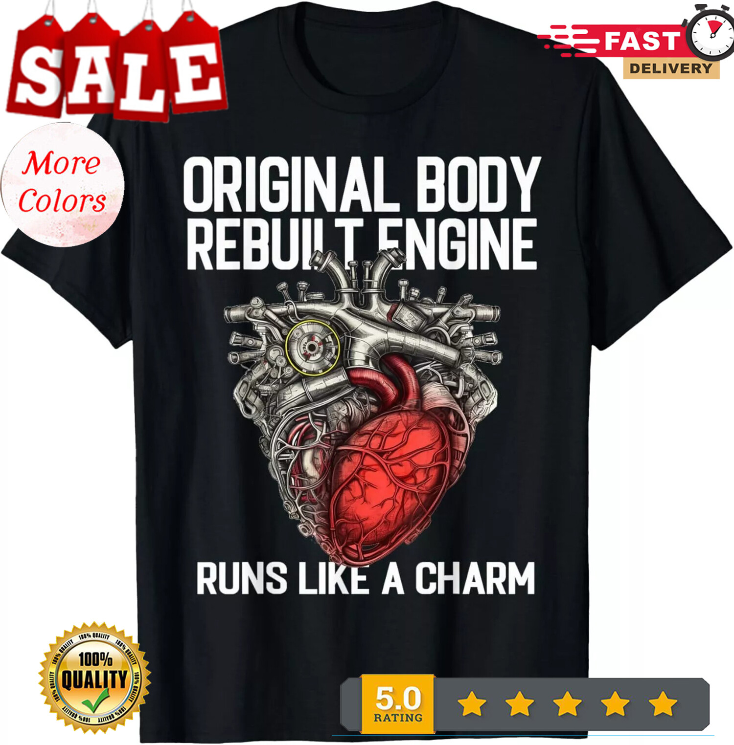 2025/Funny Open Heart Surgery Bypass Survivor Recovery for Men Gift Unisex T-Shi
