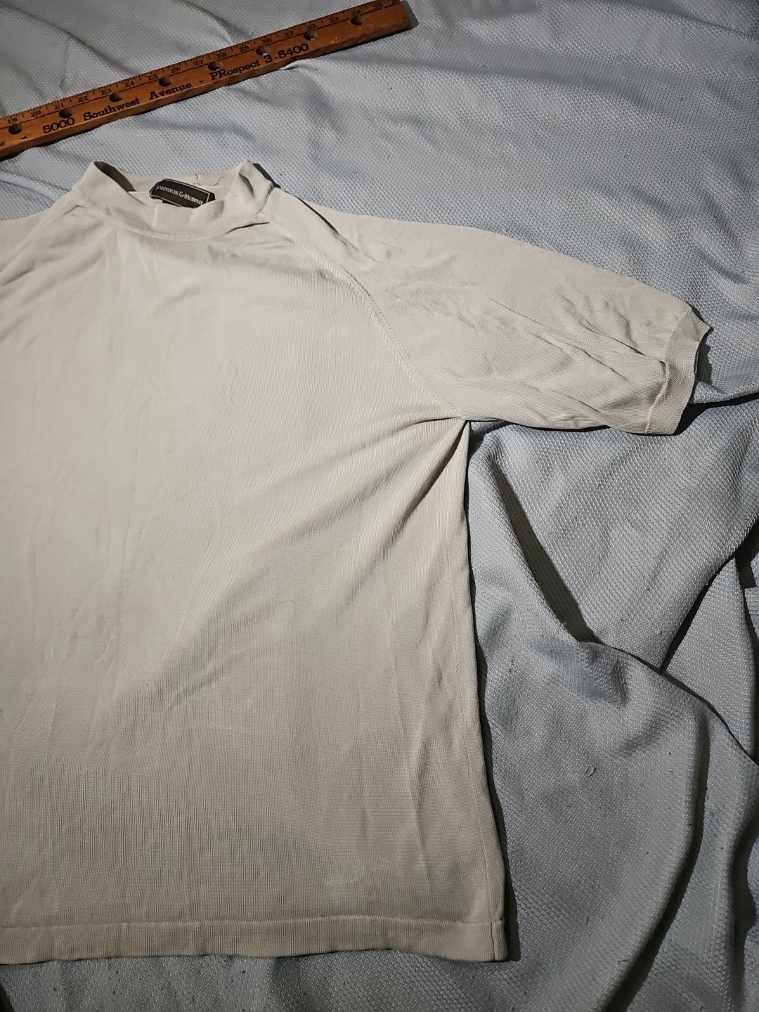 Johnston Murphy Shirt Mens XL Beige Silk Ribbed Raglan Sleeve Casual Luxury Tee