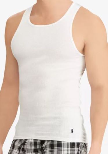 3 GENUINE POLO RALPH LAUREN COTTON WHITE TANKS T-SHIRTS UNDERSHIRTS S M L XL XXL