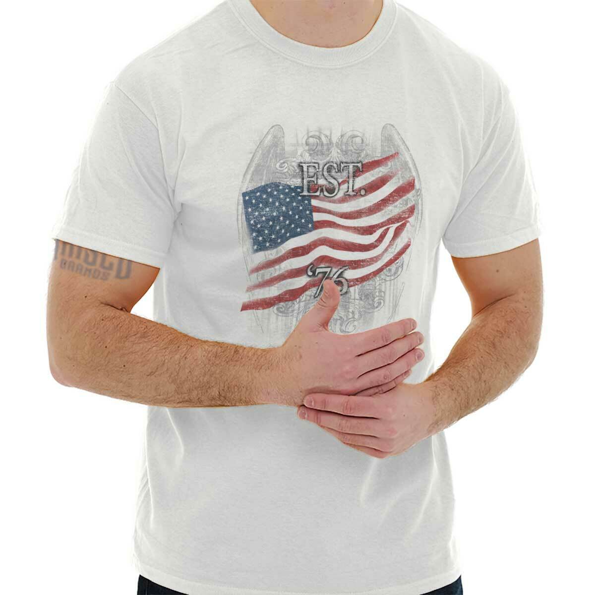 American Flag USA Patriotic United States Adult Short Sleeve Crewneck Tee