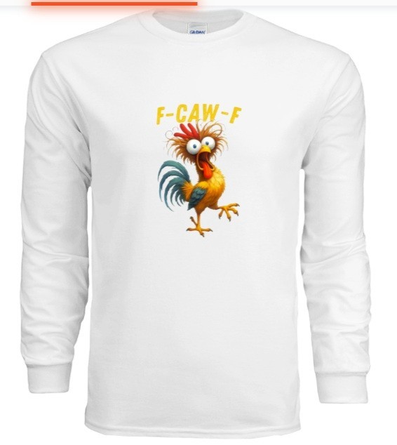 FCAWF Rooster Chicken Meme Long Sleeve Shirt Black White XL L M