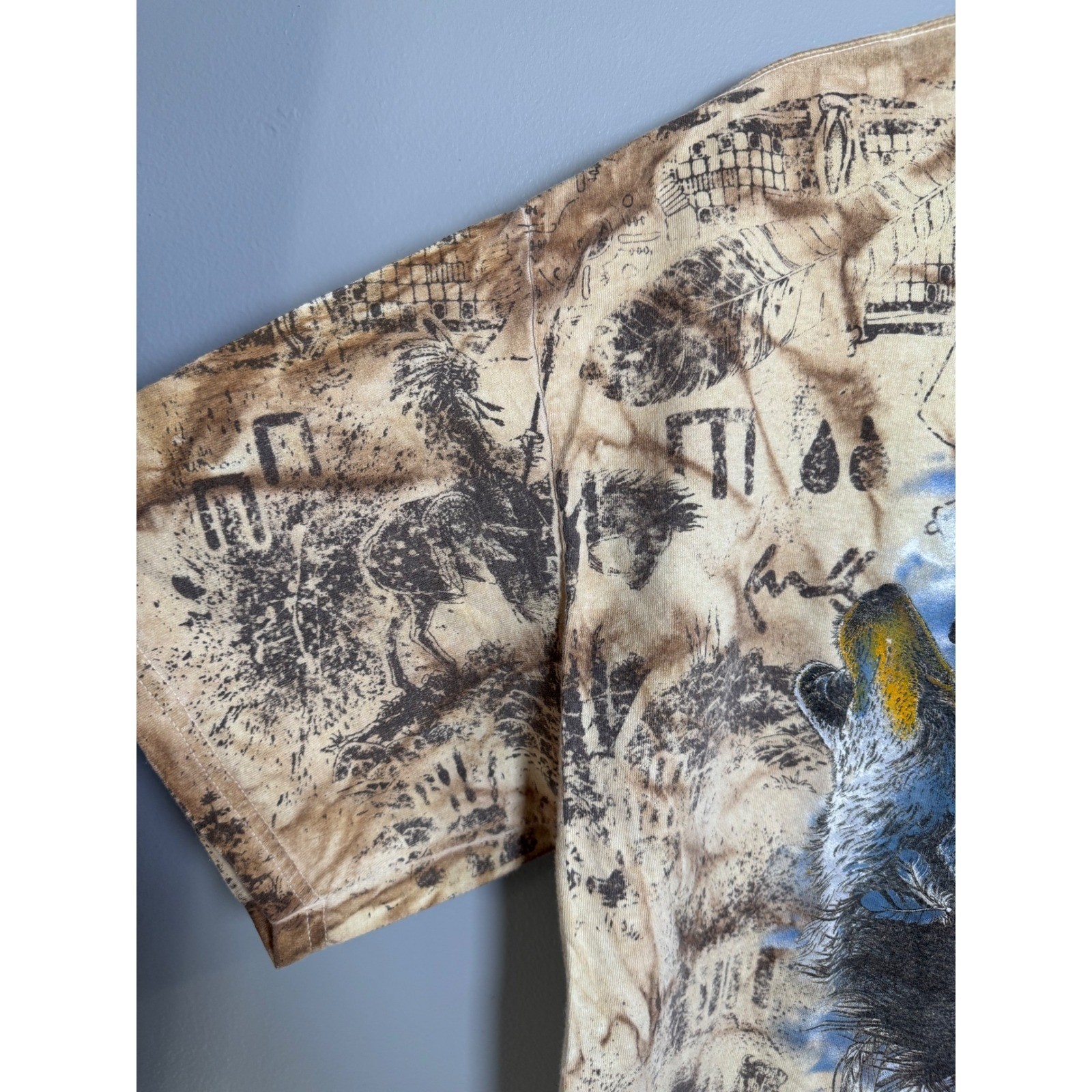 Mens Native American Indian Chief Wolf Eagle Graphic T Shirt All Over Print