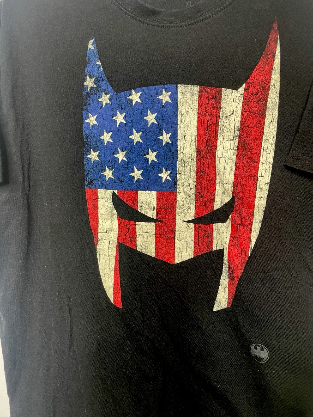 DC Comics BATMAN Patriotic Face Graphic T Shirt Tee Xl Flag Black Pre-Loved