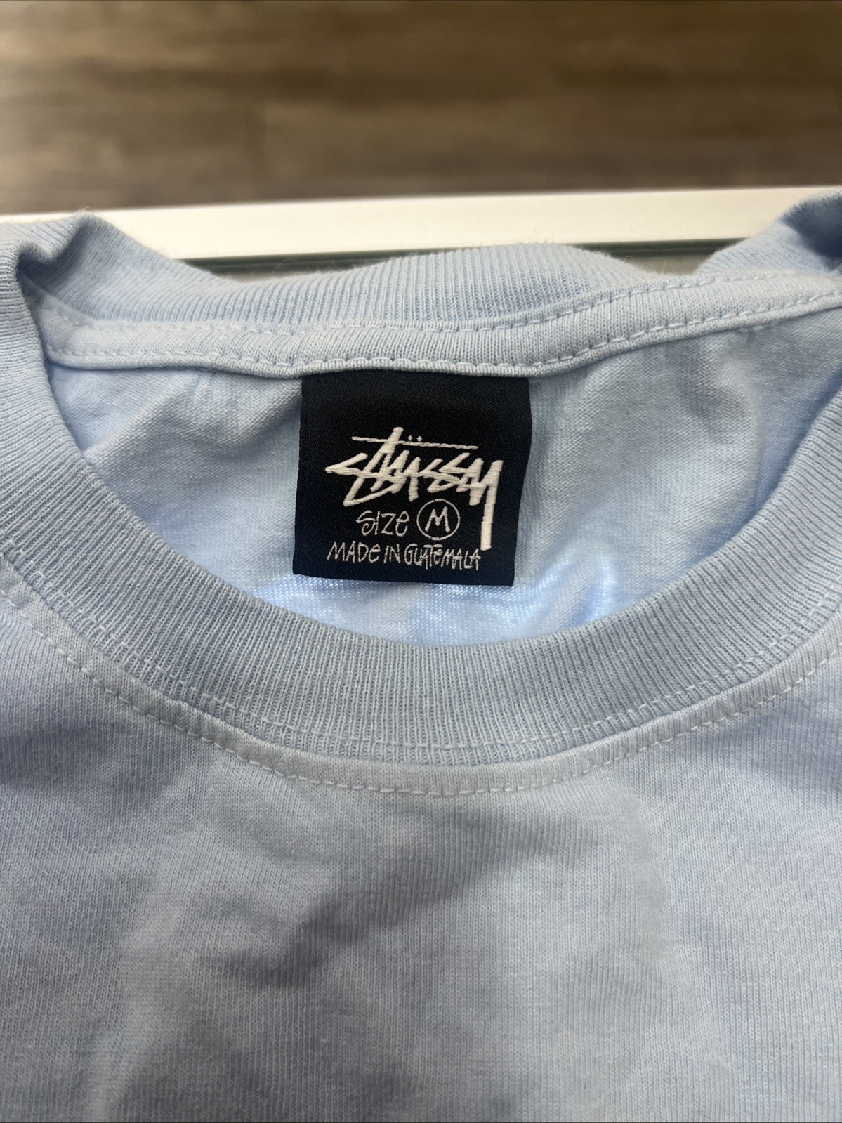 Stussy Light Blue Graphic Tee Medium OVERSIZED Stand Firm World Tribe
