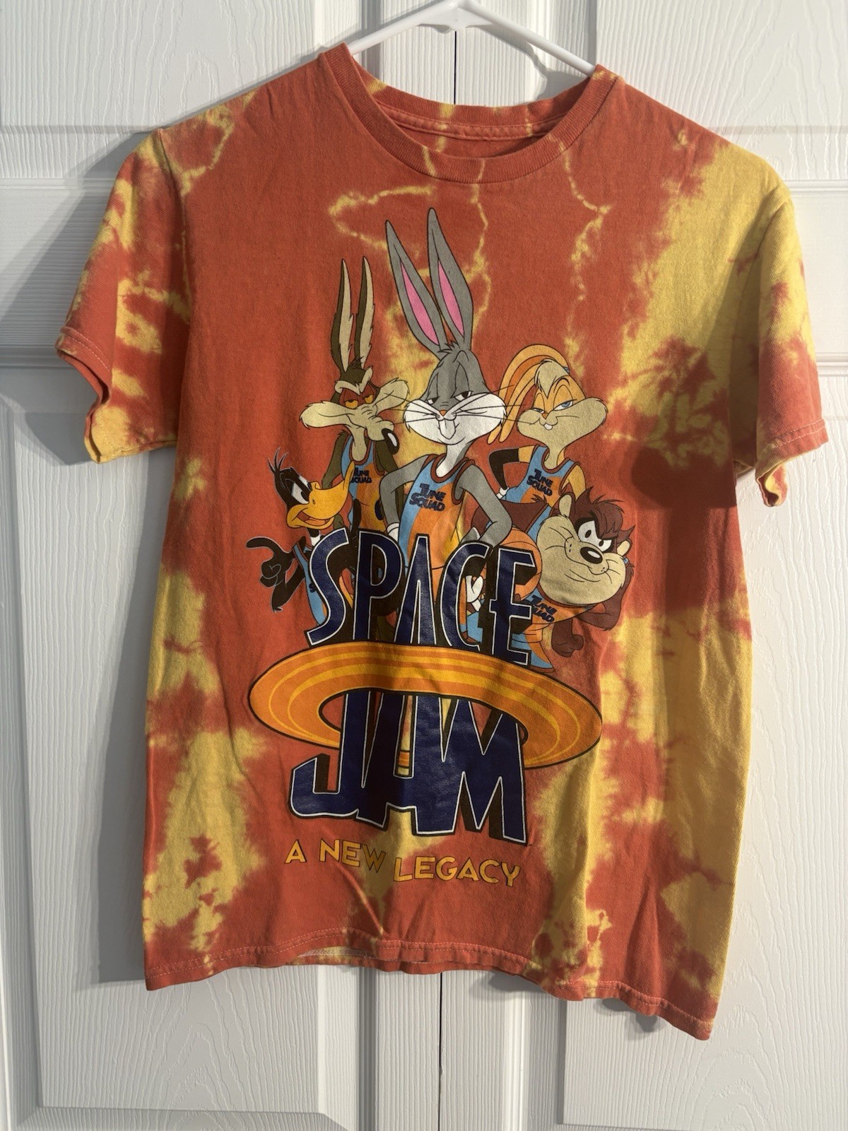 Space Jam A New Legacy Tune Squad Tie Dye Orange Yellow Shirt Size S (A1)