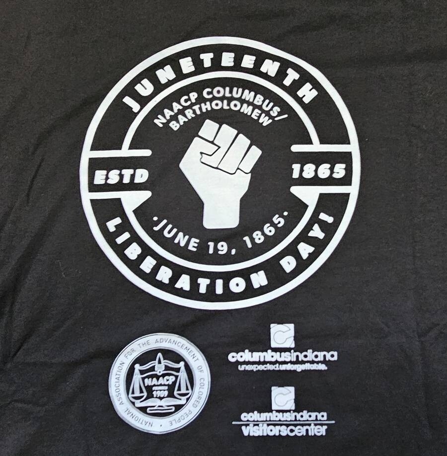 NAACP Juneteenth Liberation Day June 19th 1865 PromoTee Shirt 3XL Columbus IN