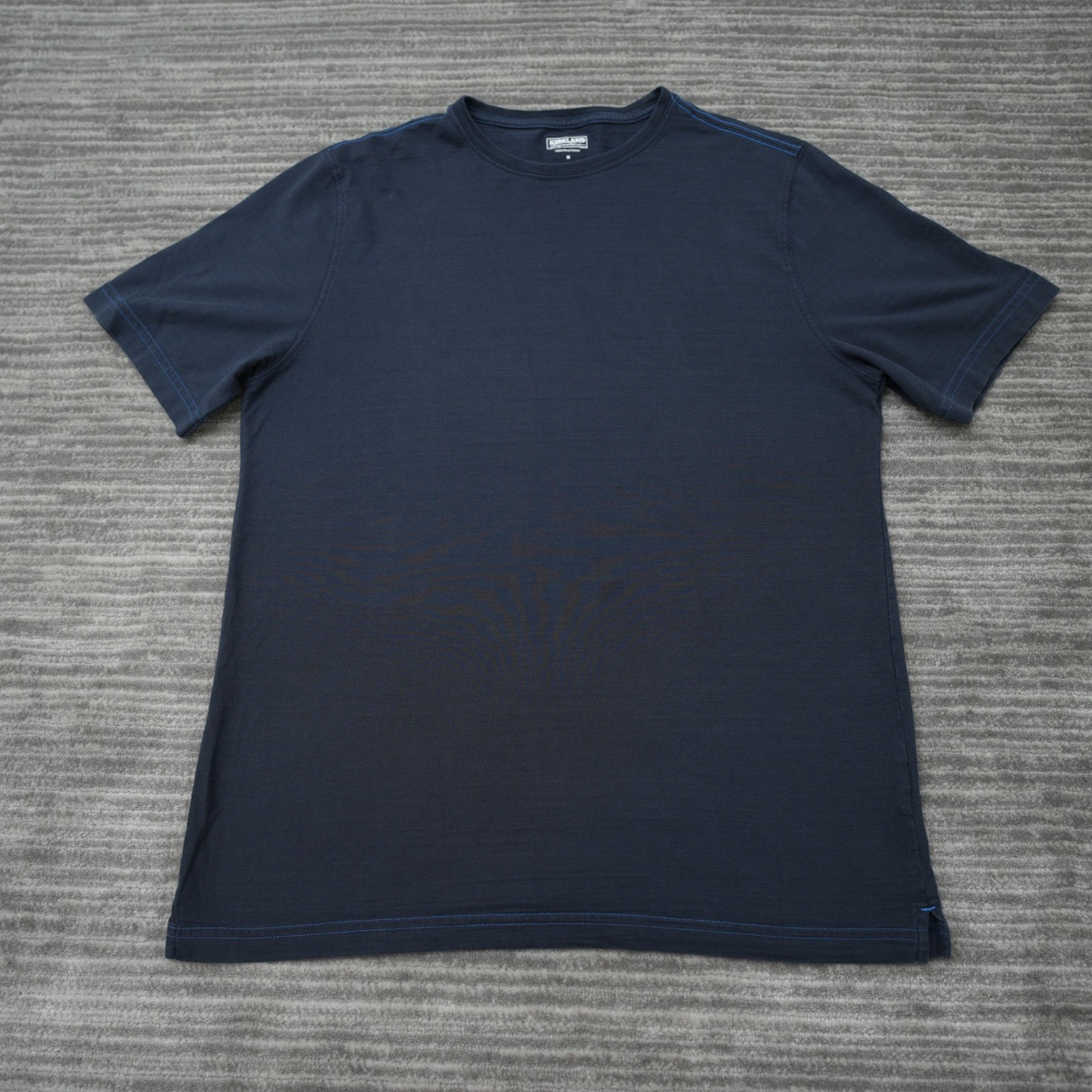 Kirkland Men’s Pima Cotton Tee T Shirt Blue Used Medium Stain