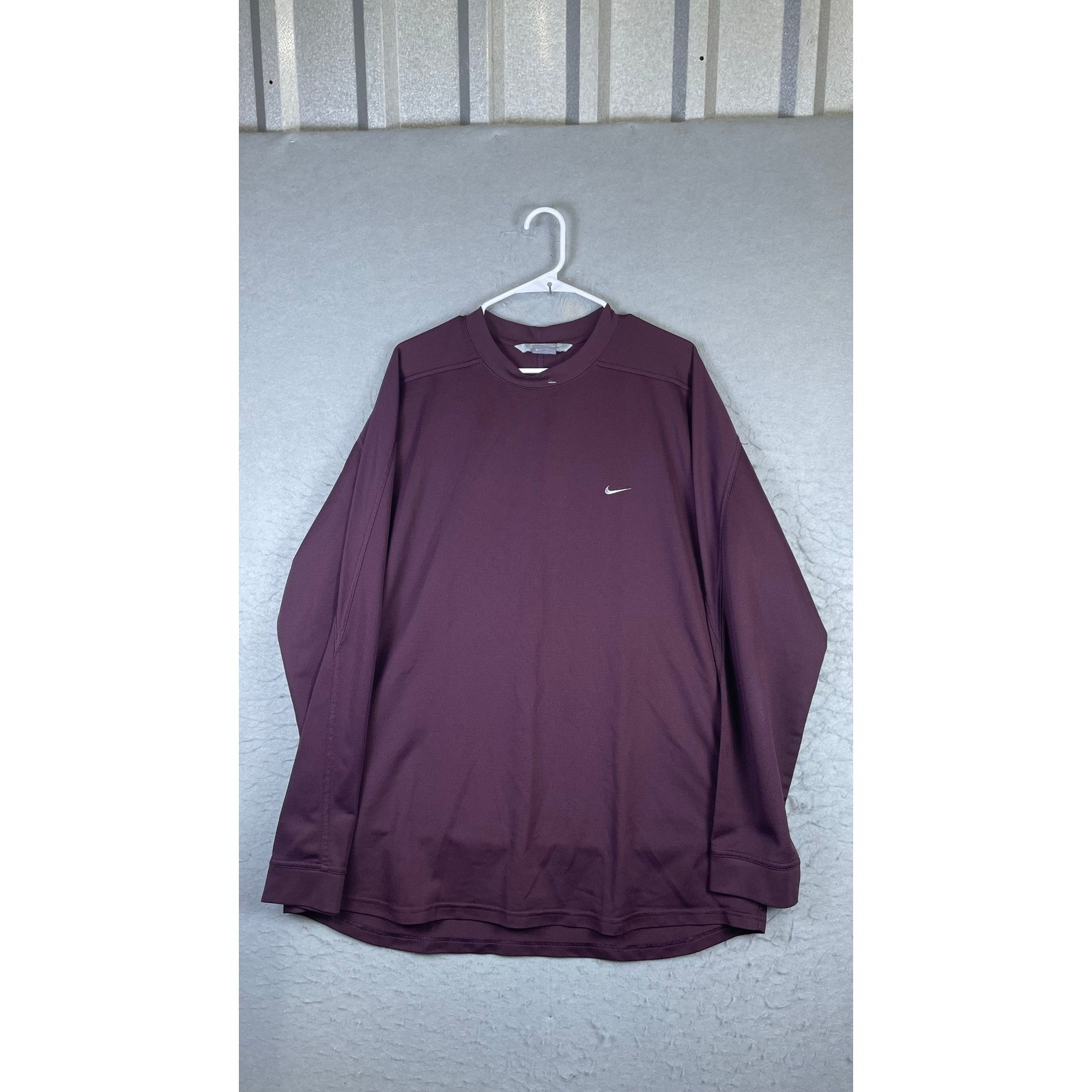 Nike Long Sleeve Shirt Mens XXL Maroon Excellent Embroidered Swoosh Athletic