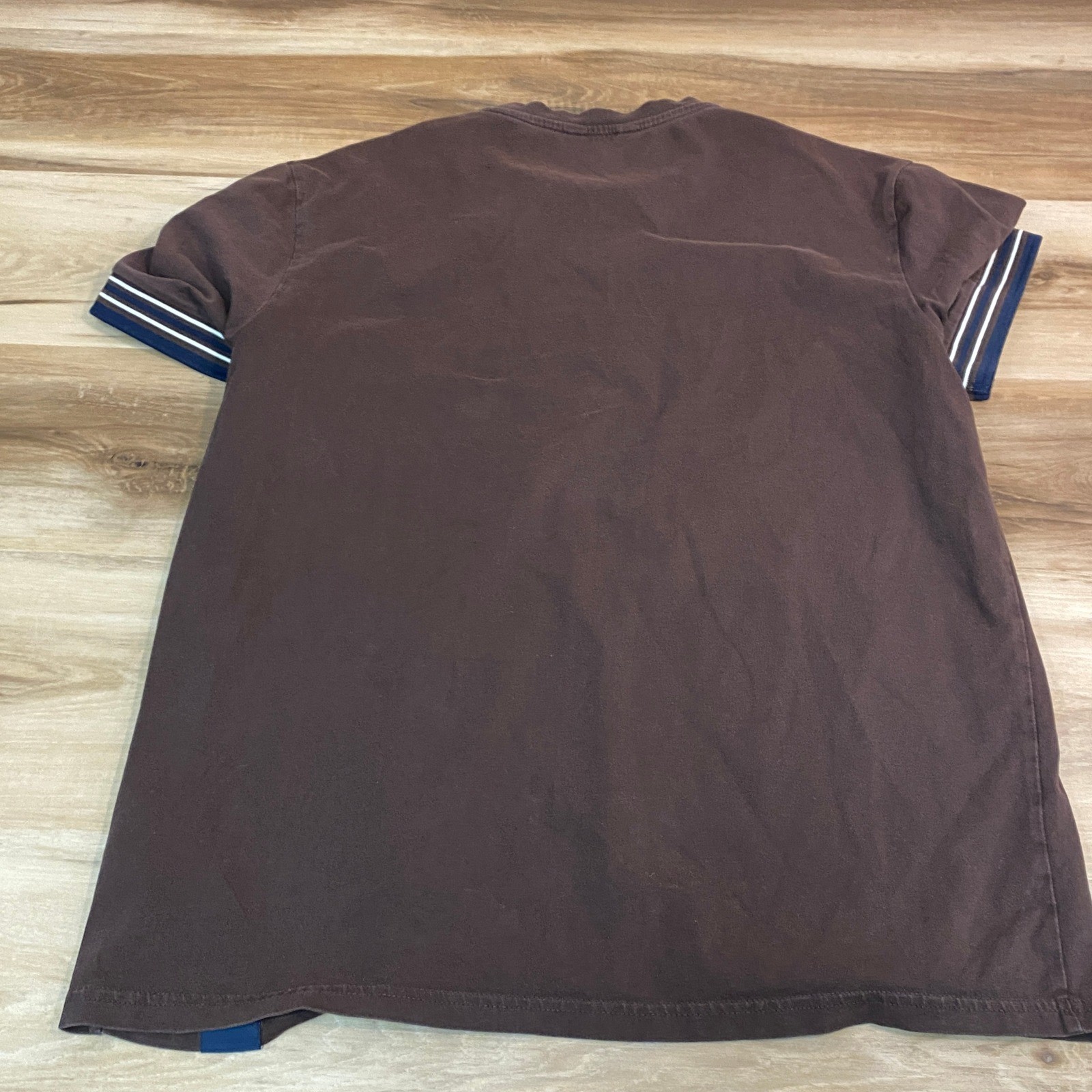 Ben Sherman T Shirt Mens Medium Brown Double Stripe Sleeve Crew Neck Size M