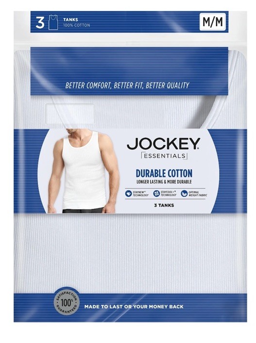 Jockey 3 Pack Size Small Durable Tank Top Men’s White Cotton