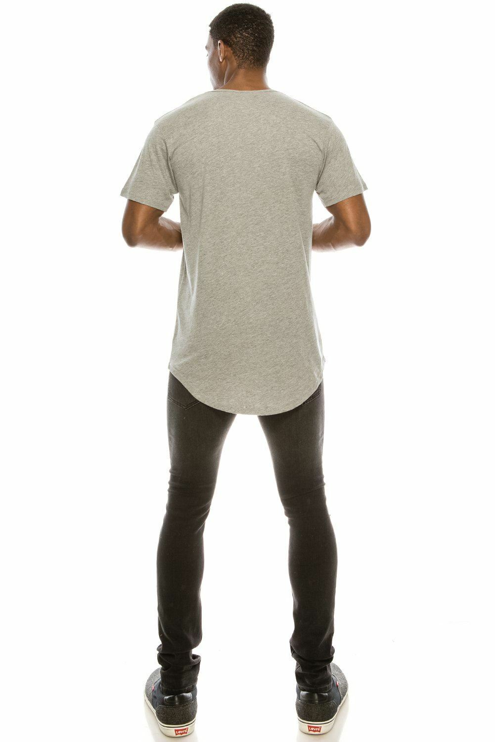 Casual Extended Drop Cut Extra Longline Crewneck T-Shirt (Grey)