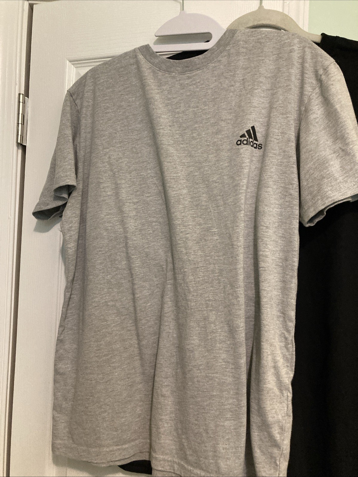 Lot Of 3 Logo Nike Hanes Adidas Mens T Shirt Short Sleeves Black Blue Gray Sz M