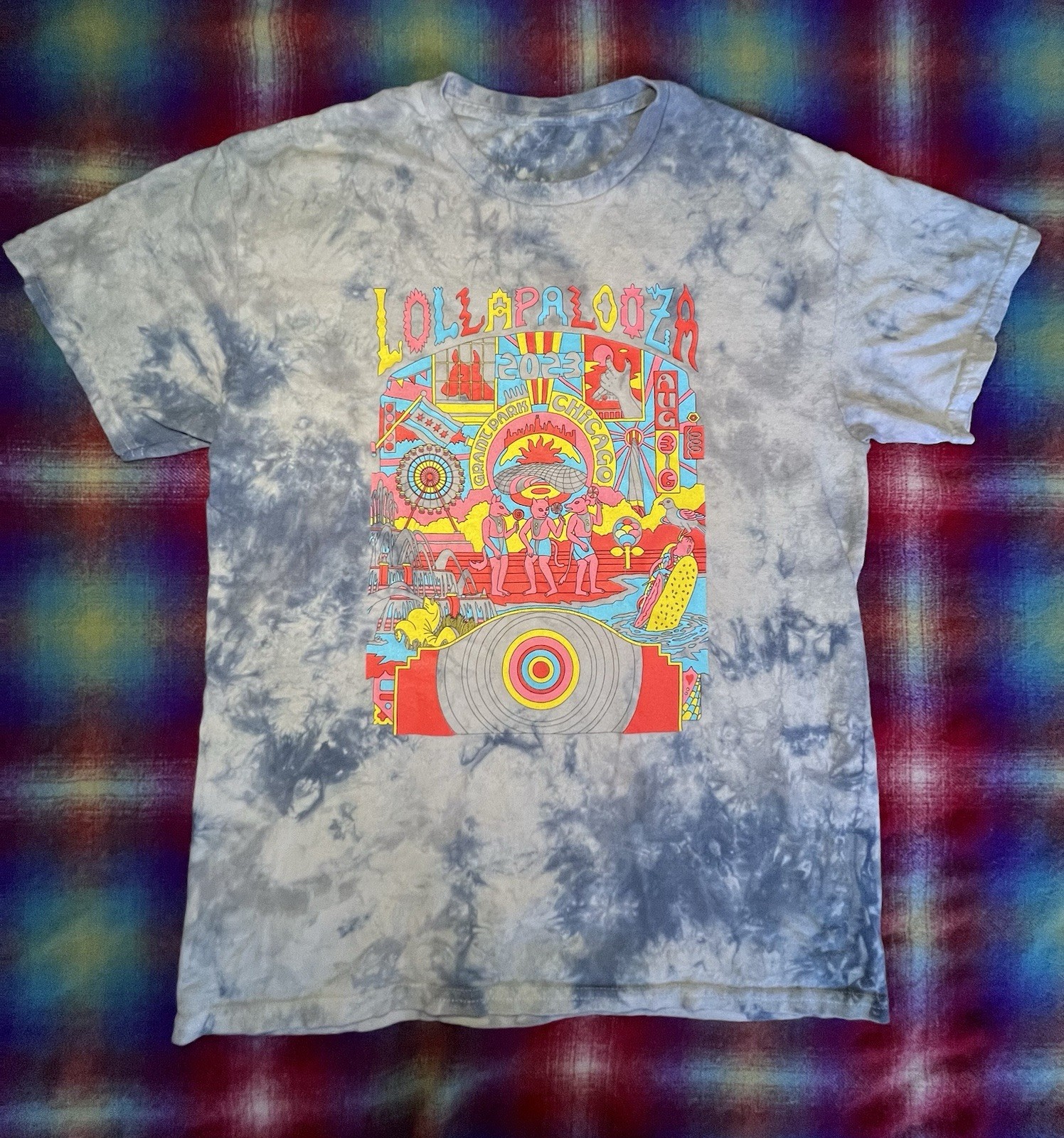 2023 Lollapalooza Chicago multicoloured tie-dye t-shirt Size Small
