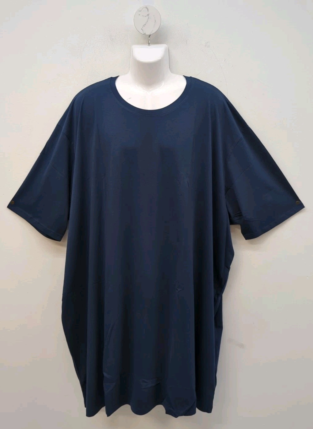 Bigdude Short Sleeve Plain Crew Neck Straight Hem T Shirt Size 7XL Navy