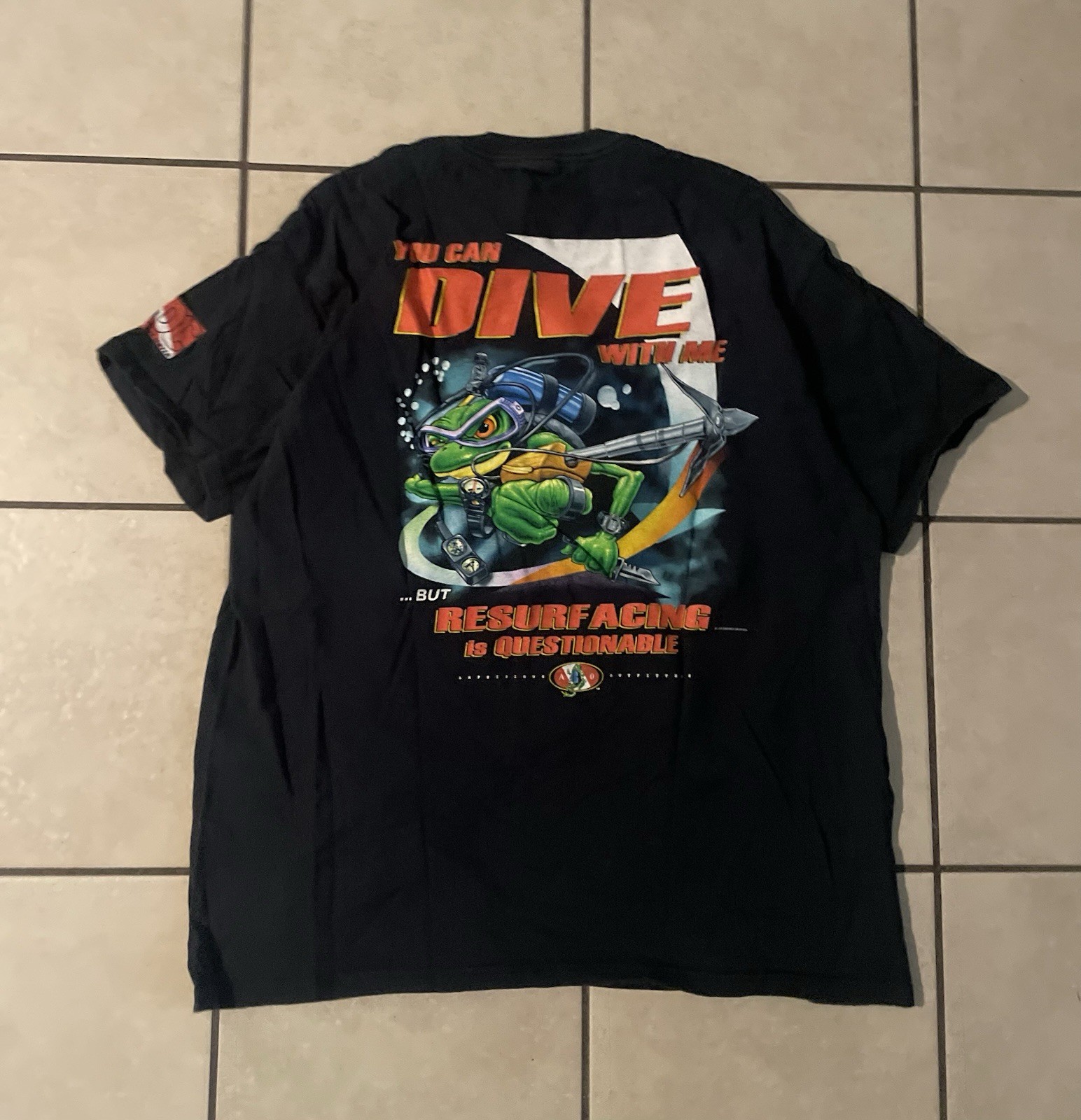 Amphibious Outfitters Vtg 3D Diving Frog Spear Fishing Diver Aquatic T Shirt XL