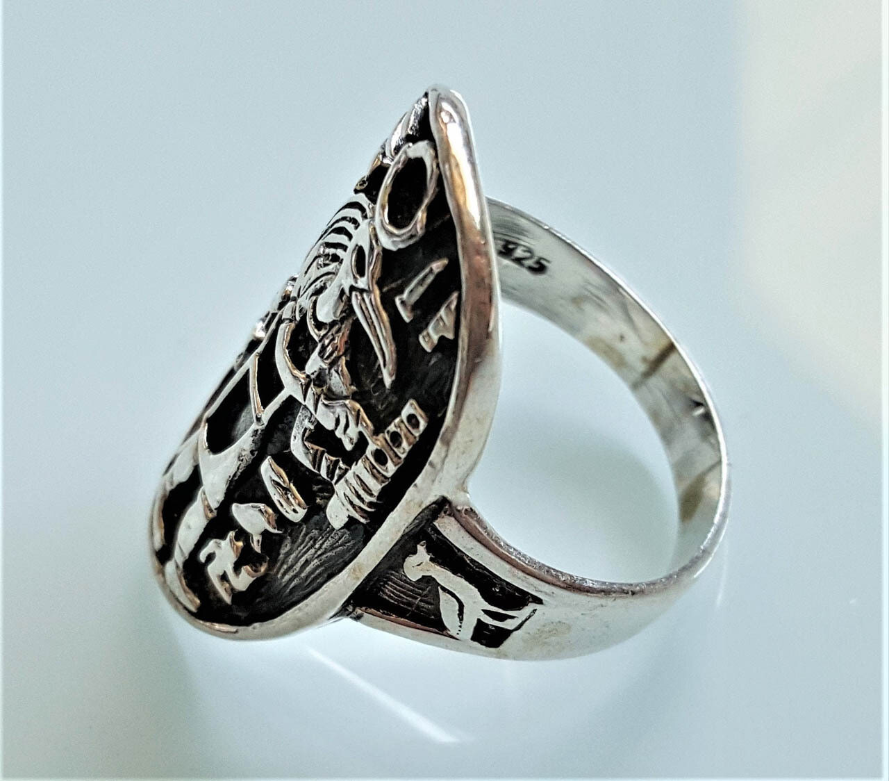 Great THOTH STERLING SILVER 925 Ring Ancient Egyptian God of Wisdom Ibis Head Hi