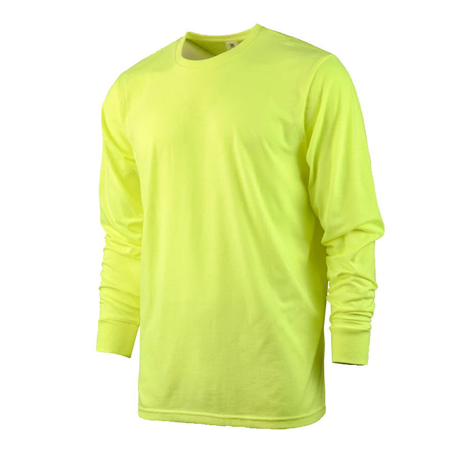 Cotton T- Shirt Crew Neck Long Sleeves Men’s Shirts Ribbed Cuff and Neck Solid