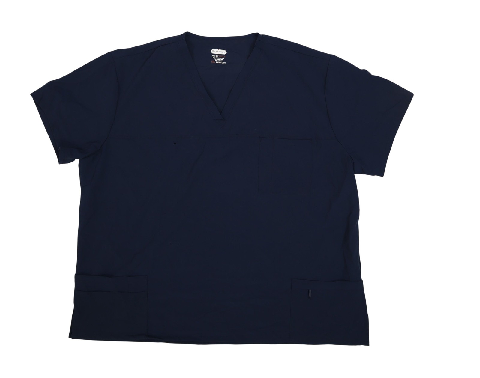 Scrubaid Scrub Top Mens 3XL Blue V Neck Four Way Stretch Pocket Work Medical