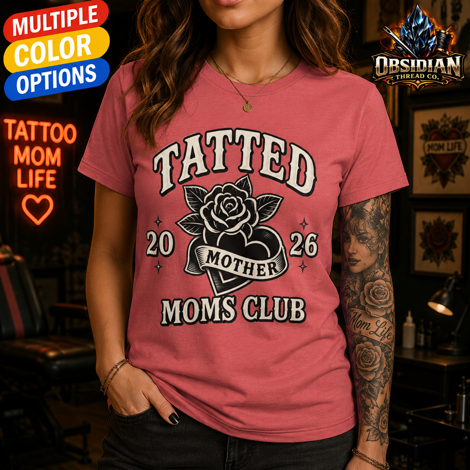 Tatted Mother Moms Club Tee | Tattoo Rose 2026
