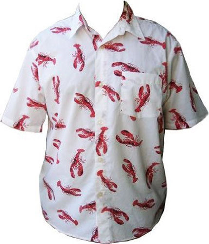 Seinfeld Cosmo Kramer Lobster Cabana Vacation Button Down Shirt White