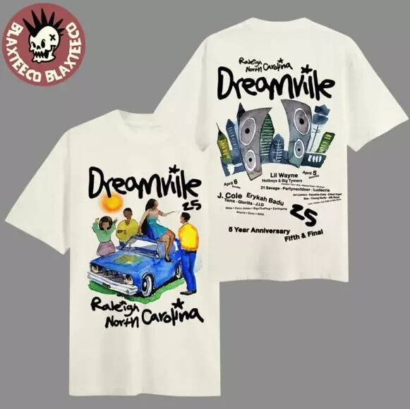 Dreamville 2025 Raleigh North Carolina 5 Year Anniversary Hometown Cream Tee
