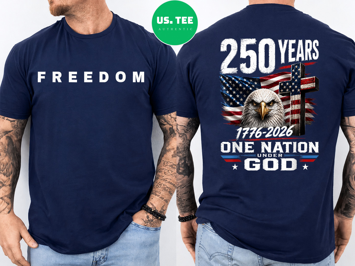 Freedom 250 Year USA American Flag 250th Anniversary Christian God Gifts 2-Sided