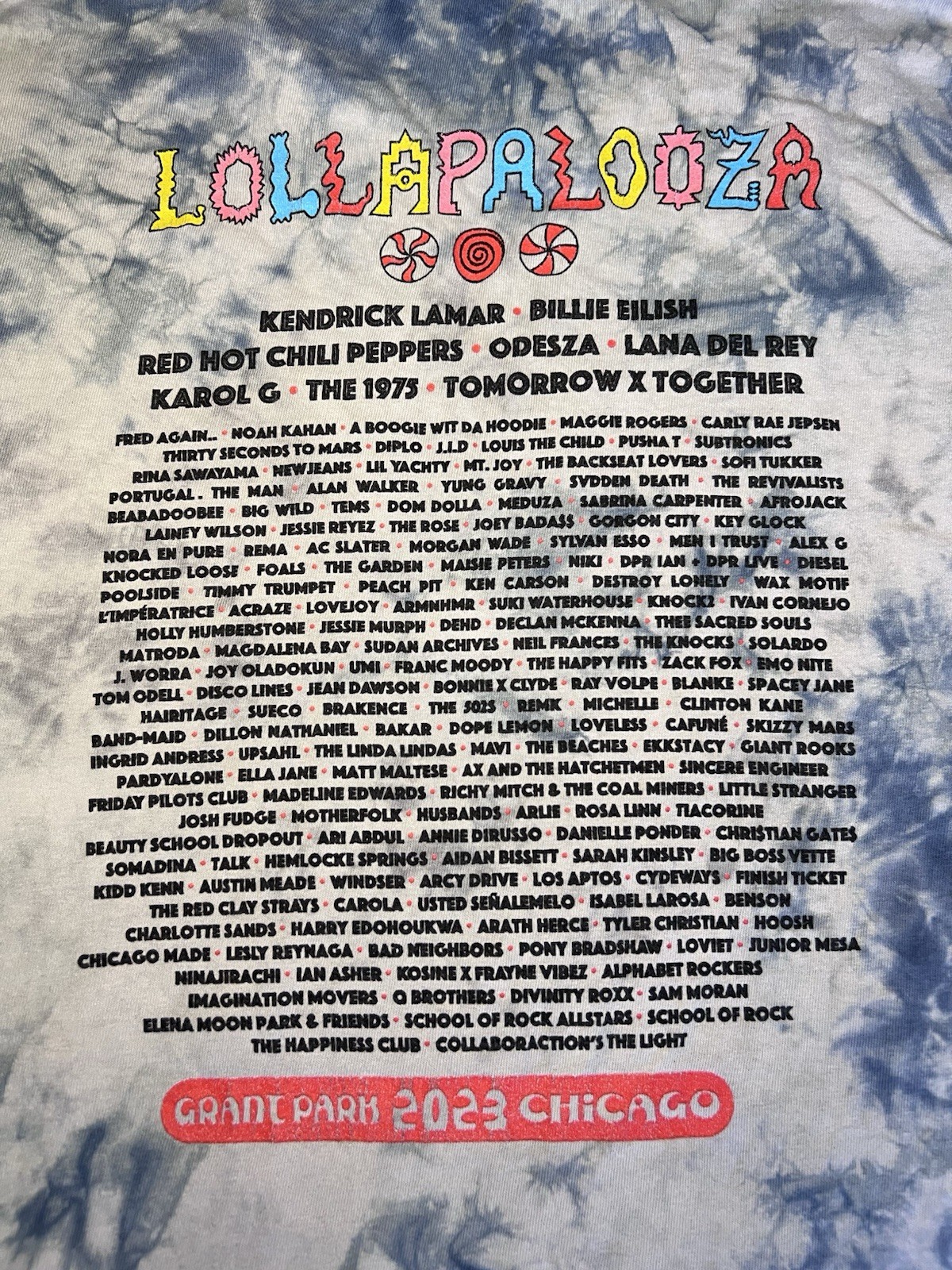 2023 Lollapalooza Chicago multicoloured tie-dye t-shirt Size Small