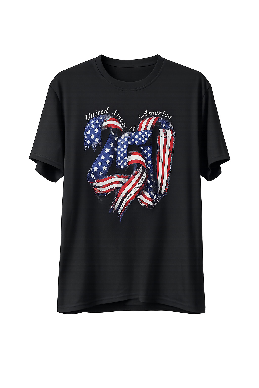USA 250th Anniversary T-Shirt Black Patriotic Graphic Tee Size 3XL Unisex