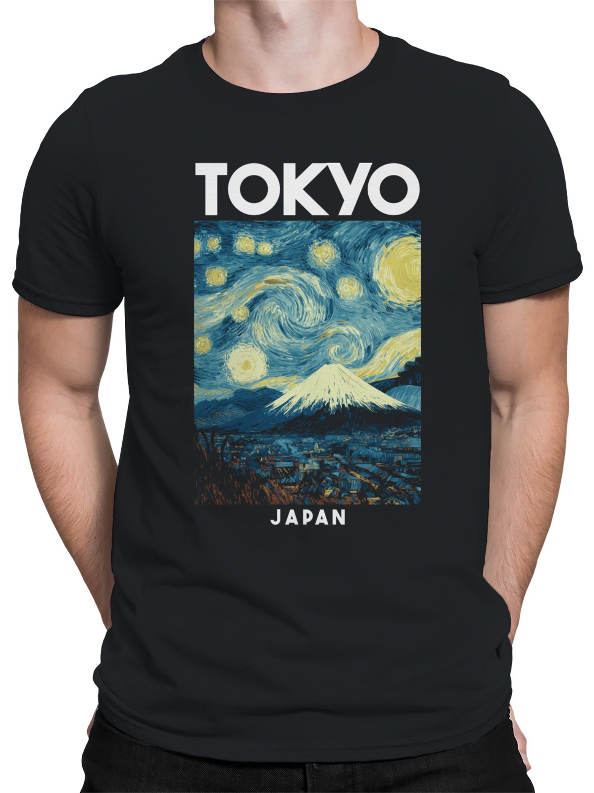Starry Tokyo Night with Mount Fuji Men’s T-shirt