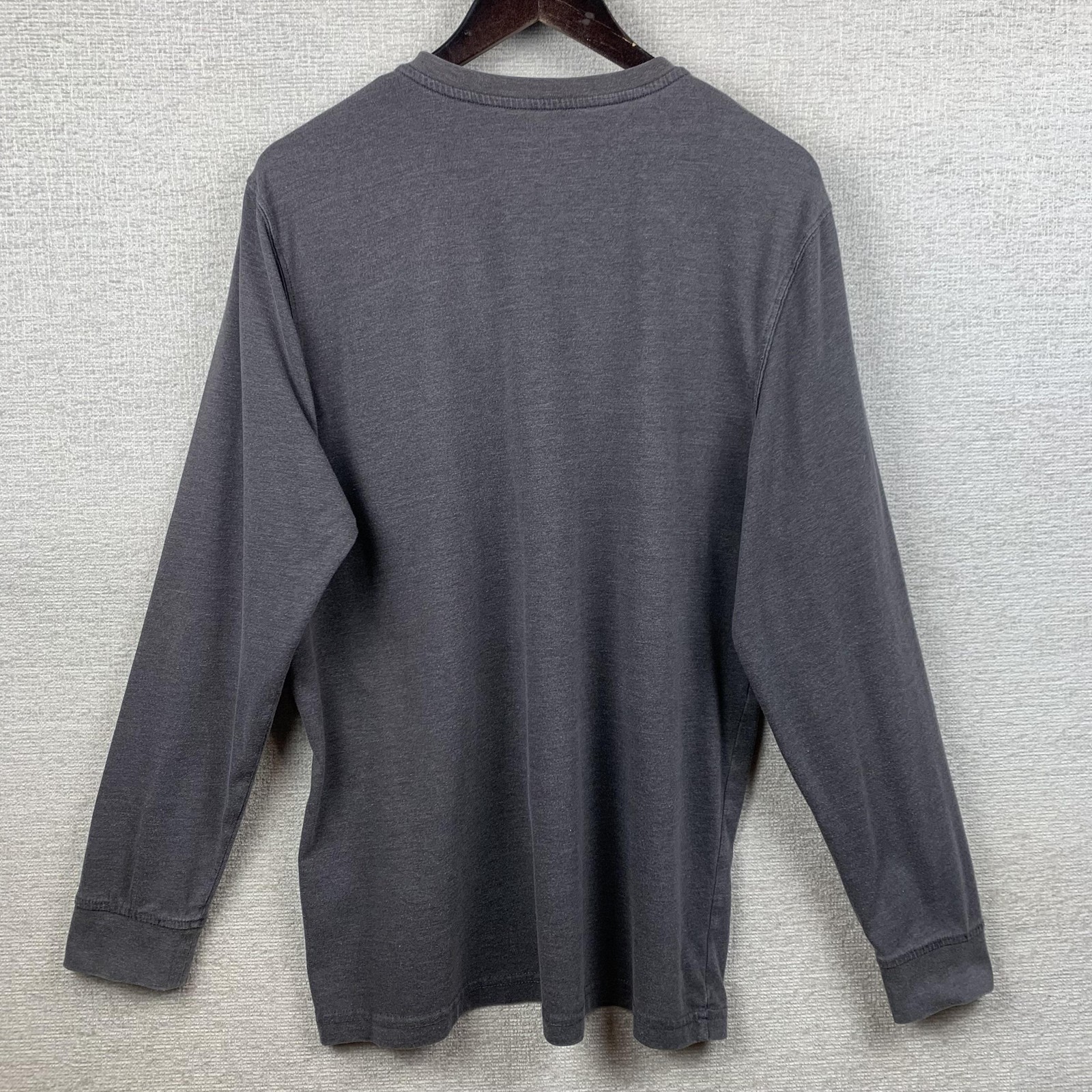 Croft & Barrow Henley Shirt Men Large Gray Long Sleeve Easy Care Soft Casual Son