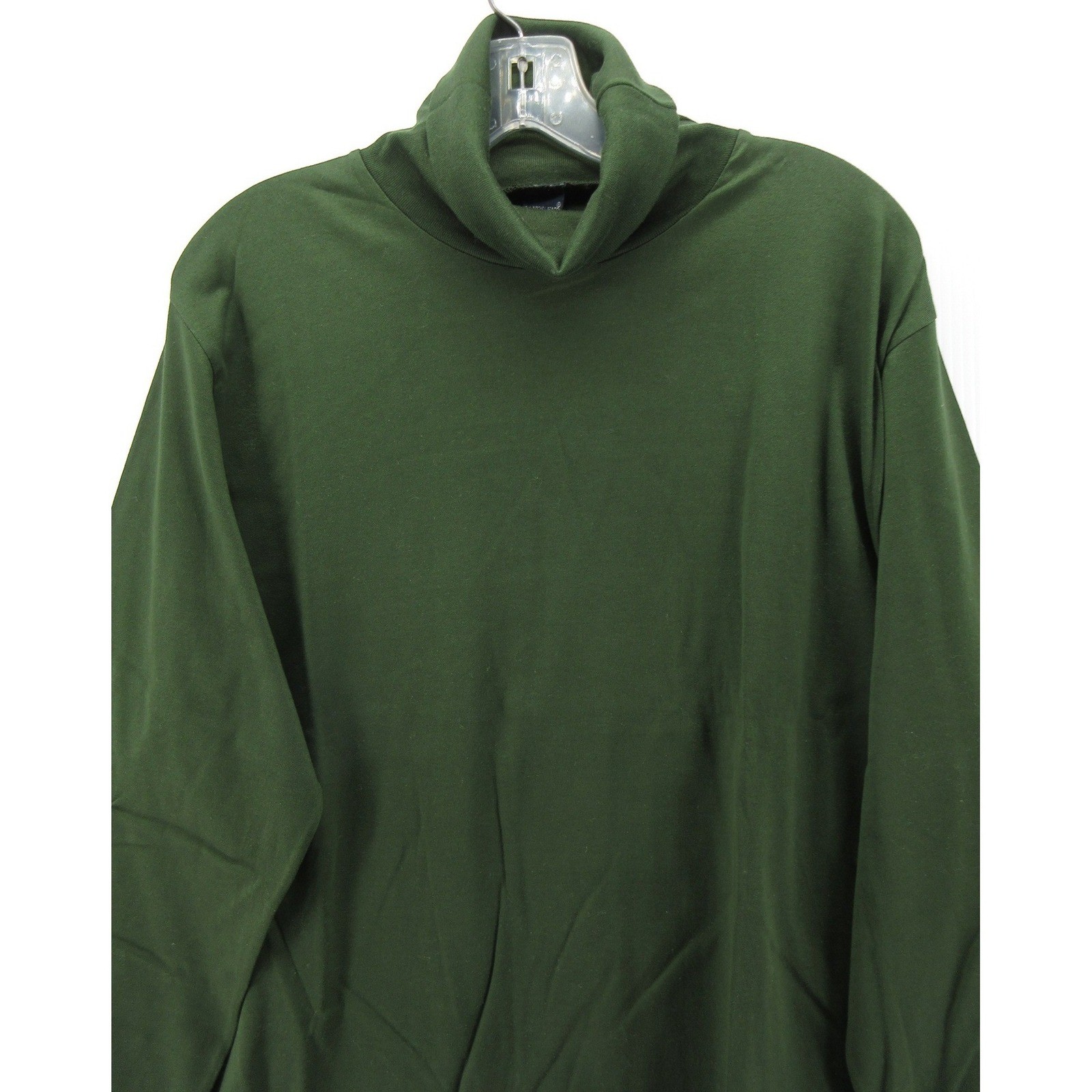 VINTAGE Lands End Shirt Men Large Green Turtleneck Blank 90s Preppy USA Made
