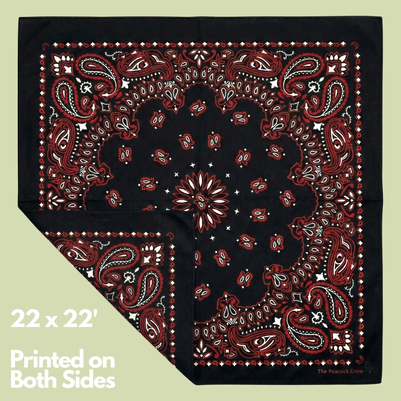 10 Pack Black Gothic Bandanas in Premium Soft Cotton for Men and Women