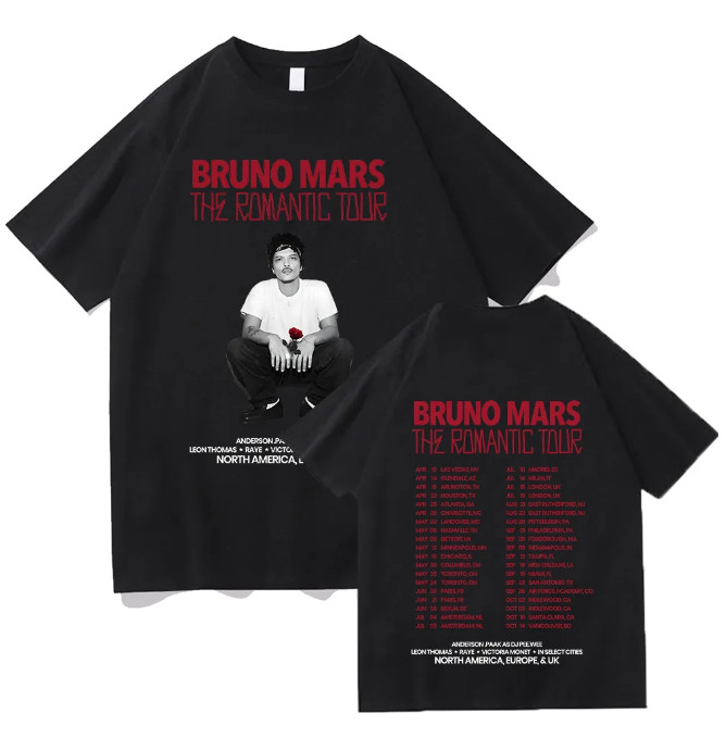 Bruno Mars The Romantic Tour 2026 Concert Graphic T Shirt