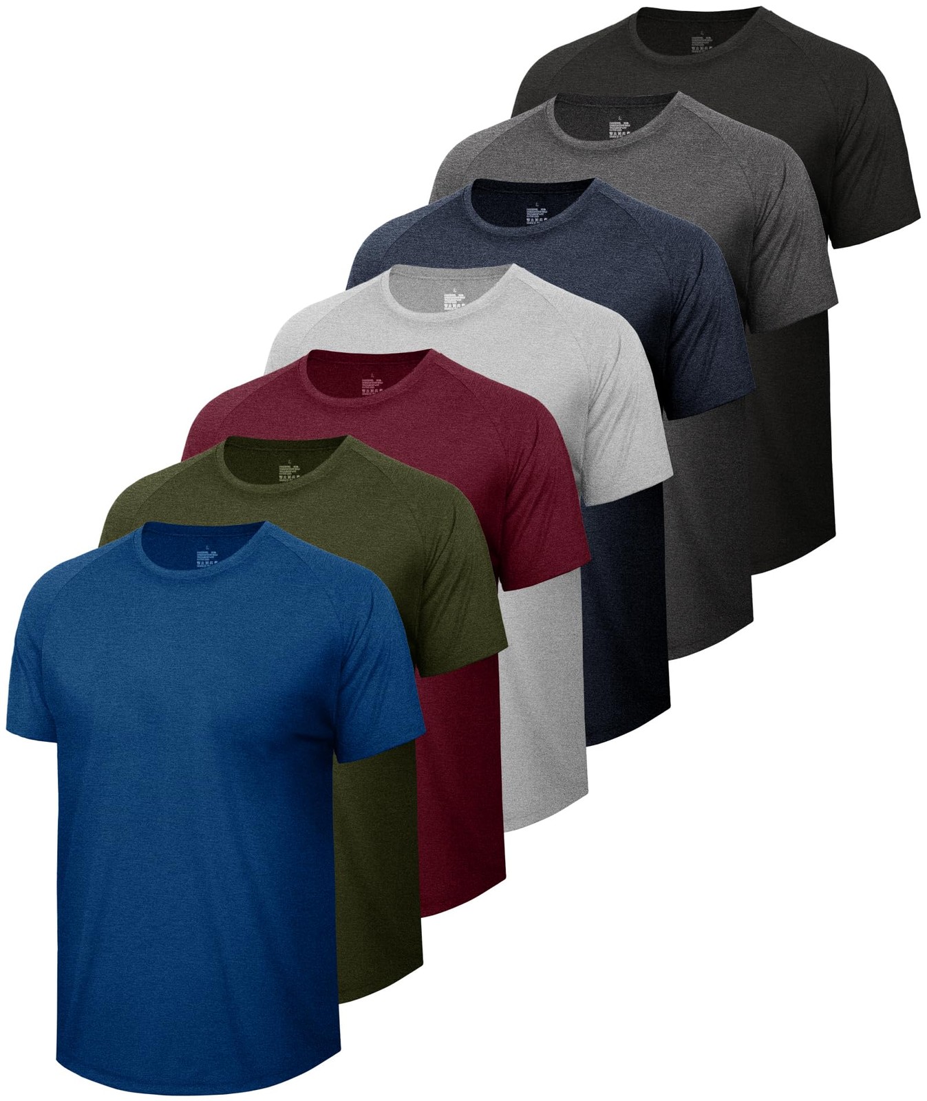 7 Pack Workout Shirts for Men – Quick Dry Moisture Wicking T-Shirts Short Sle…