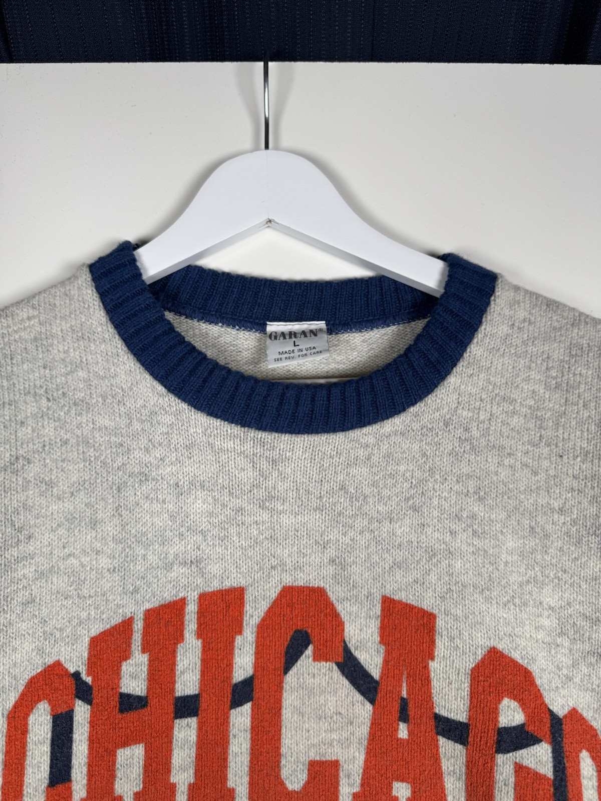 + Vintage 90s CHICAGO BEARS Logo Striped Sweater Knit – GARAN – Large – Acrylic